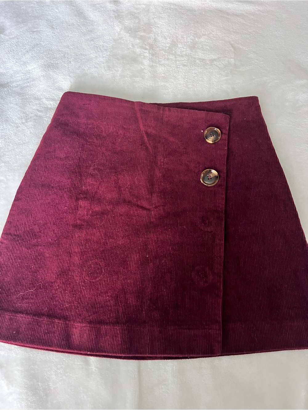 Altar'd State Burgundy Corduroy Mini Skirt with Button Detail